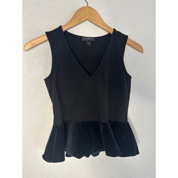 J.Crew Velvet Black Babydoll Tank Top Preppy Dark Goth Stretchy Holiday Cocktail - Picture 2 of 5